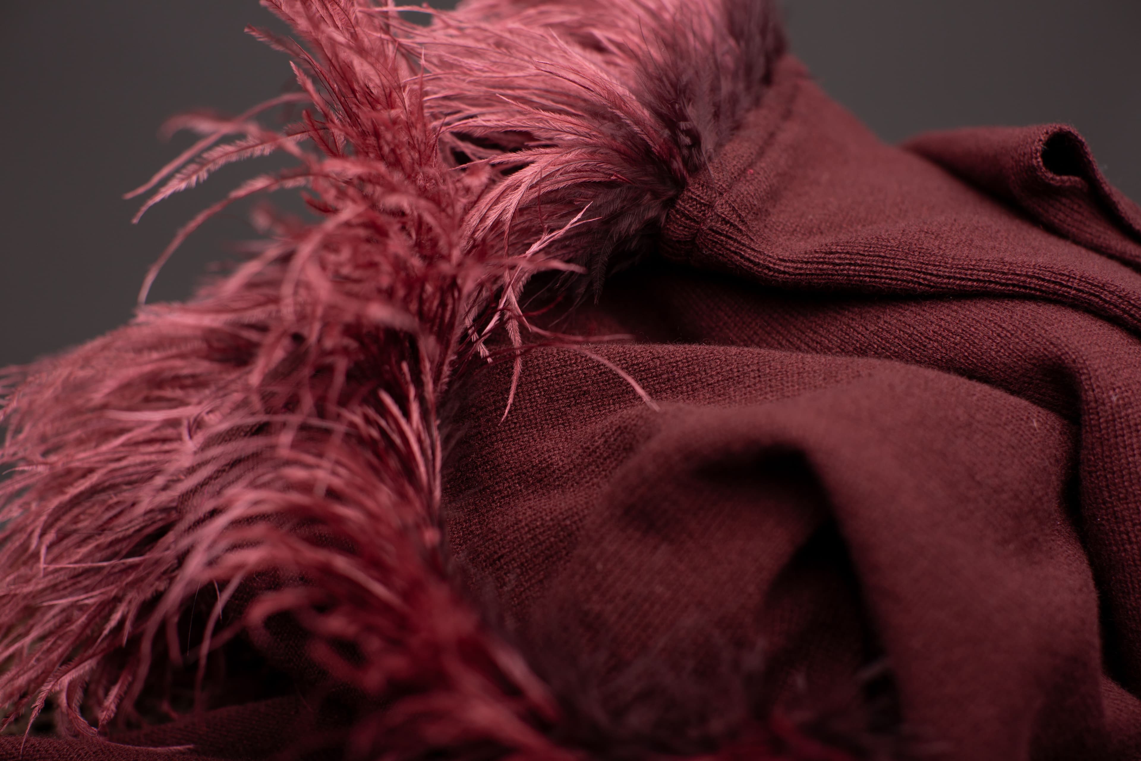 Bordeaux Cashmere & Feather Poncho