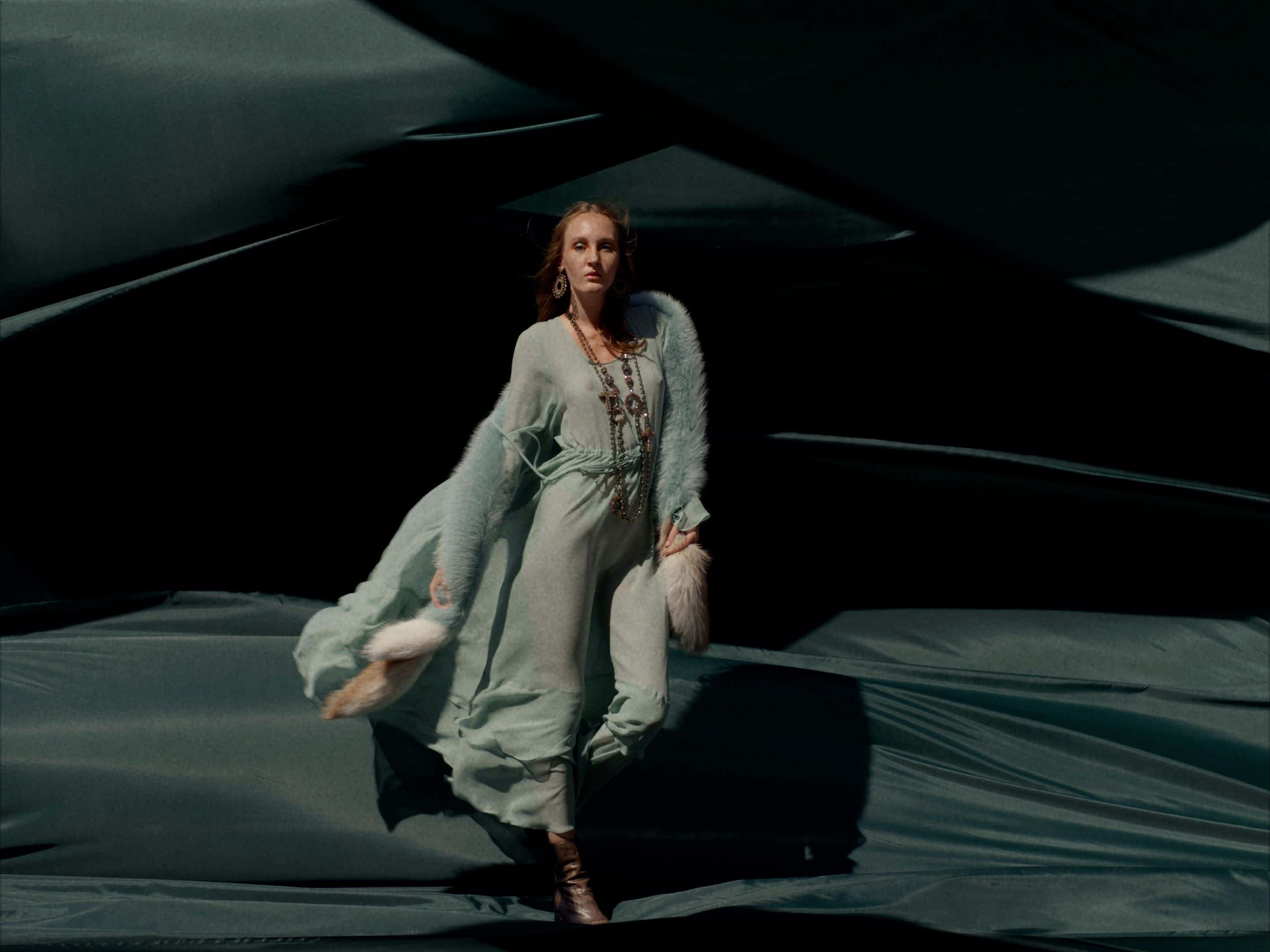 Light Blue & White Fox Scarf