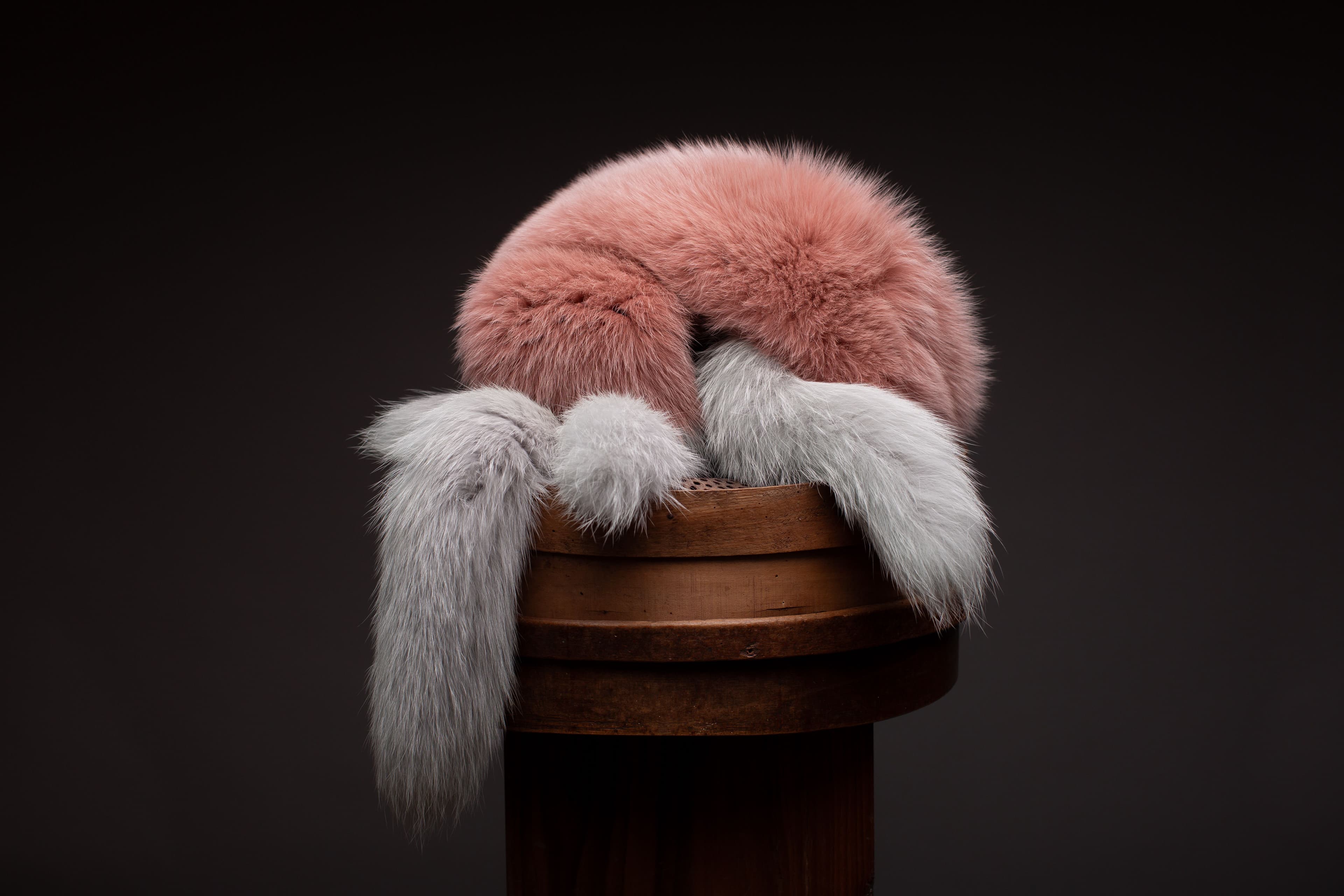 Rosé & Grey Fox Scarf