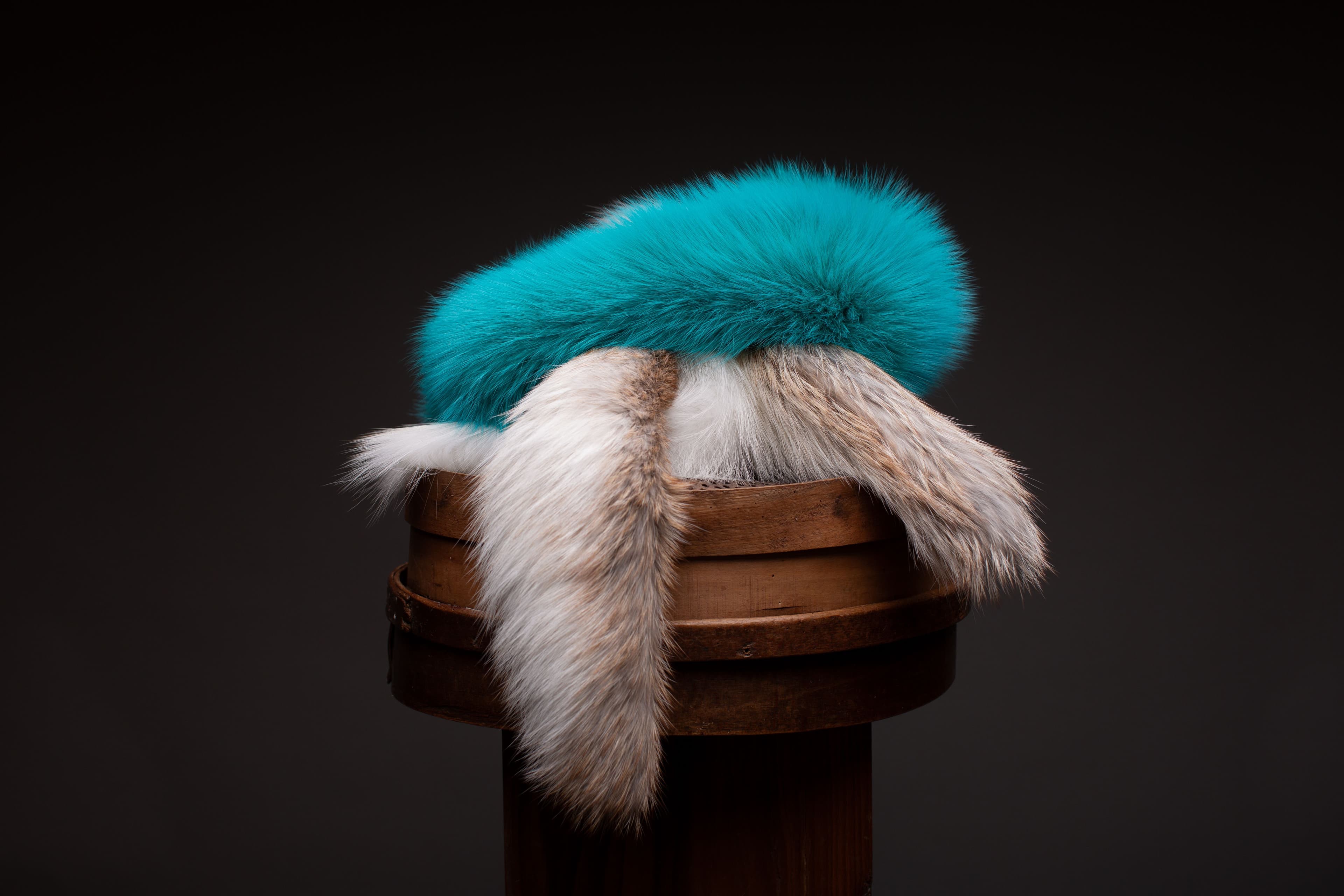 Turquoise & White Fox Scarf