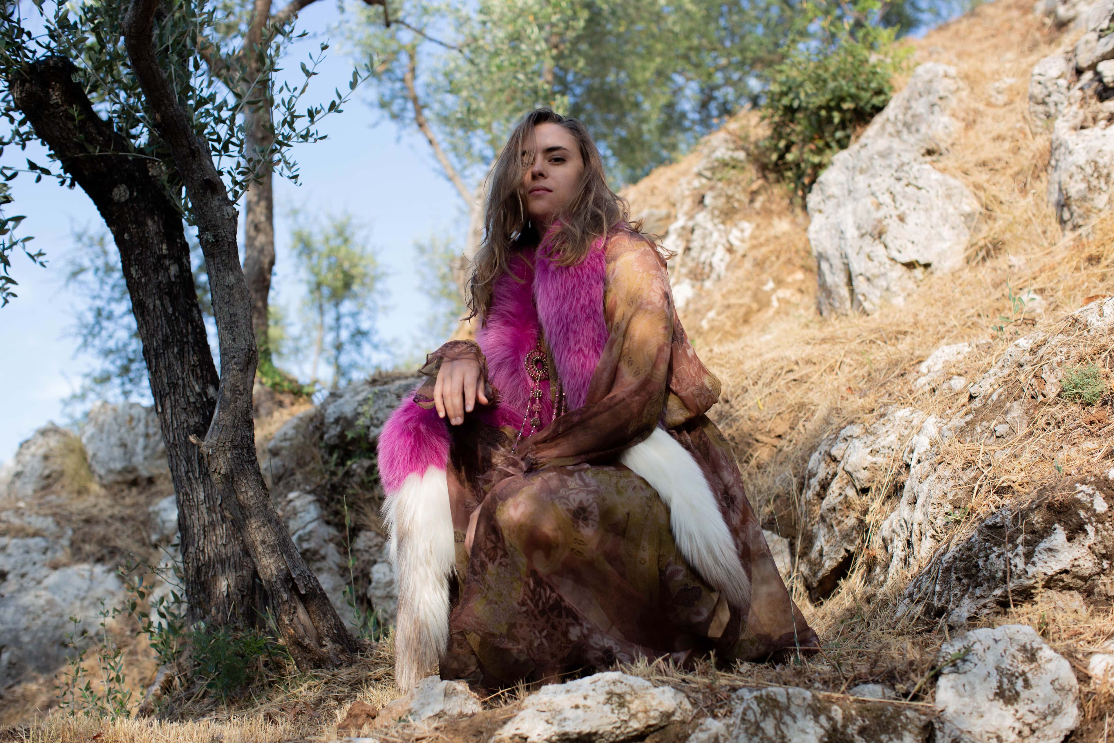 Pink & White Fox Scarf