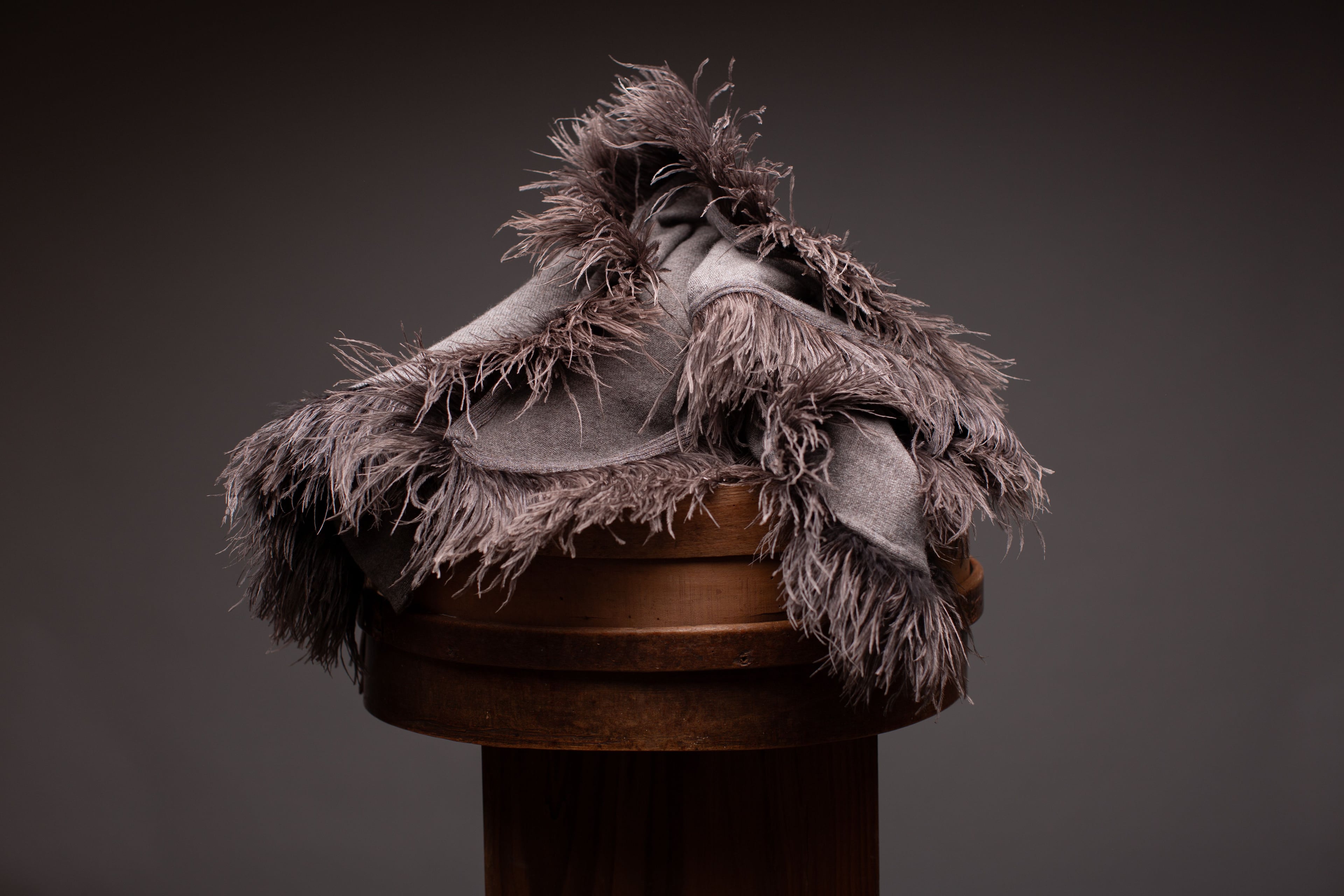 Taupe Cashmere & Feather Poncho