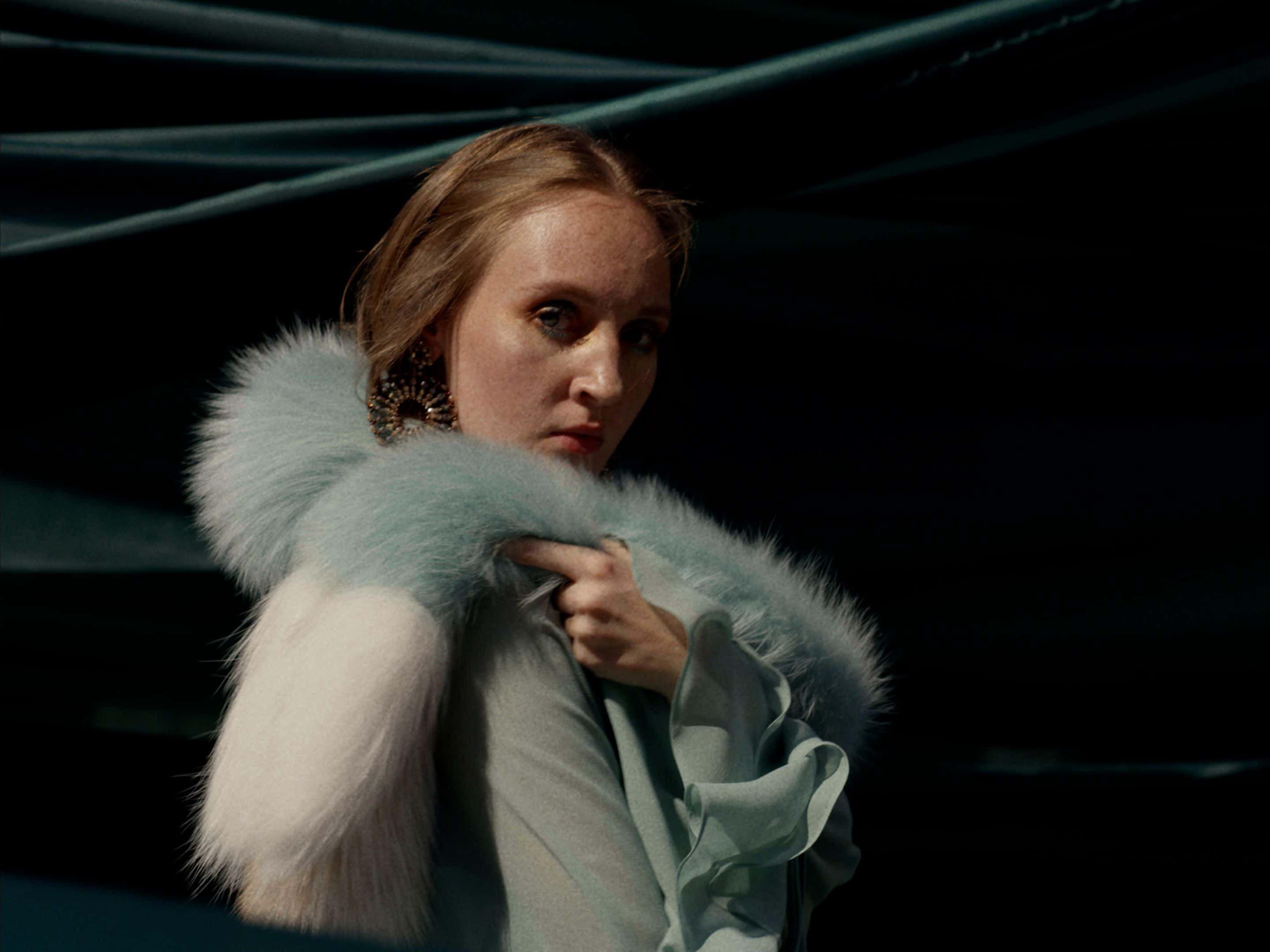 Light Blue & White Fox Scarf